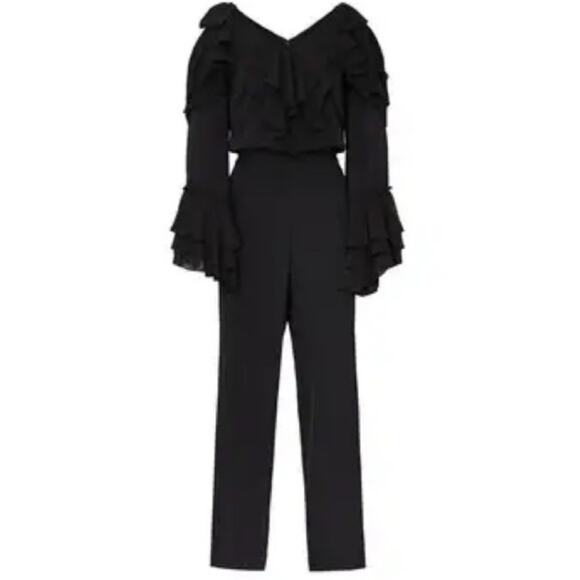 Rodarte x Universal Standards black ruffled wide leg jumpsuit Size 2XL Boho Glam - Picture 3 of 14